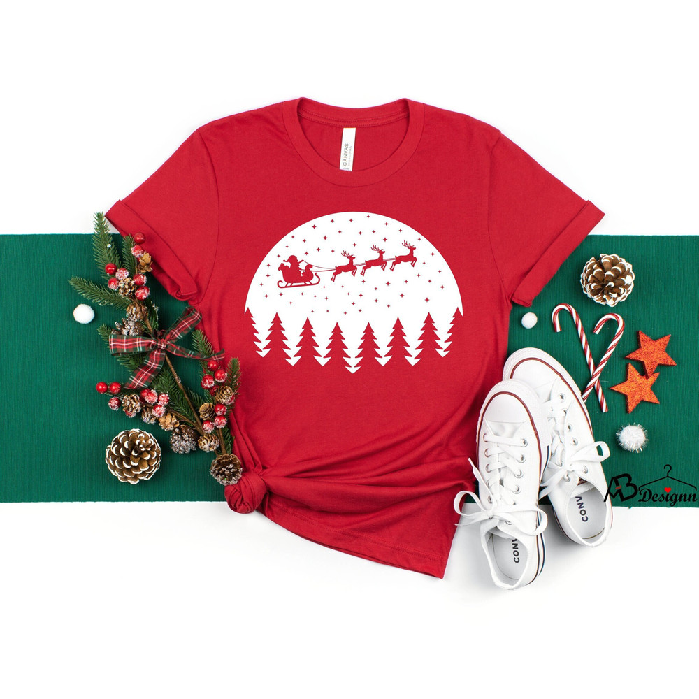 Christmas Scene Shirt, Santa Shirt, Christmas Shirt, Reindeer Shirt, Merry Christmas Reindeer, Family Matching Shirts, Gift for Christmas,.jpg