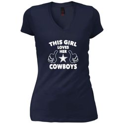 AGR This Girl Love Her Cowboys  Dallas cowboy Ladies V-Neck