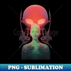 Neon and Green Alien Queen - PNG Transparent Digital Download File for Sublimation - Perfect for Sublimation Art