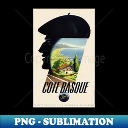 cte basque france vintage travel poster - vintage sublimation png download - transform your sublimation creations