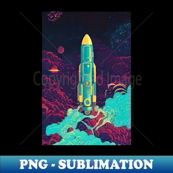 Retro Rocket - PNG Transparent Sublimation Design - Create w | Inspire ...
