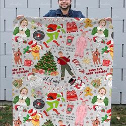 christmas movie watching blanket, christmas friends blanket, christmas adult kids gift,90s christmas movies blanket,wint