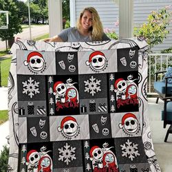 custom jack skellington name blanket, nightmare before christmas, personalized sally and jack blanket, throw name blanke