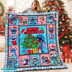 disney lilo and stitch movie blanket christmas, lilo blanket, stitch blanket,custom name blanket,disney trip blanket, cu