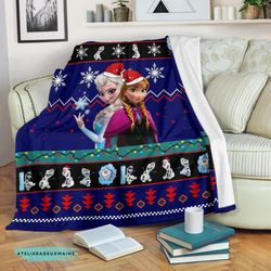 frozen elsa and anna princess merry christmas fleece blanket, elsa princess blanket, frozen birthday gifts, elsa queen c