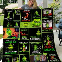 is this jolly enough grinch blanket, funny grinch face blanket, chistmas movie blanket, christmas gift, birthday gifts ,