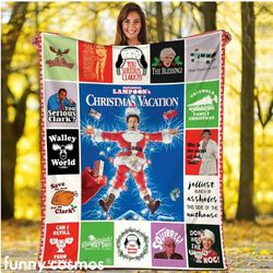 movie national lampoon's christmas vacation fleece blanket, clark griswold throw blanket for couch sofa, christmas blank