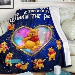 personalized bear lovers winnie the pooh christmas blanket, winnie the pooh and friends blanket, pooh bear blanket,disne
