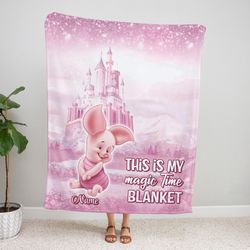 piglet winnie blanket, castle mickey blanket, birthday gift her, soft gift blanket.jpg