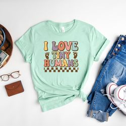 i love tiny humans shirt, nicu nurse shirt, nurses swaddle specialist, labor and delivery nurse shirt, mother baby nurse