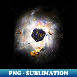 Space Dungeon D20 Gaming Dice Planet With Pizza - Creative Sublimation PNG Download - Add a Festive Touch to Every Day