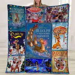 rudolph the red nosed reindeer blanket, rudolph reindeer blanket, rudolph christmas movie throw blanket for bed couch so