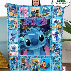 stitch blanket, disney blanket, custom name blanket, custom stitch blanket, disney trip blanket, birthday gift, christma