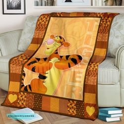 tigger winnie the pooh character lovers halloween christmas gift blanket,pooh tigger blanket,tigger and friends blanket,