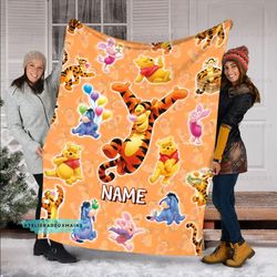 tigger winnie the pooh character lovers halloween christmas gift blanket,tigger and friends blanket,disney blanket,pooh