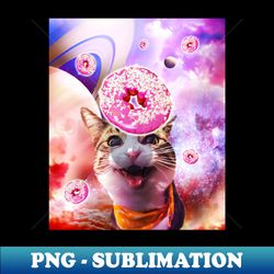 Space Galaxy Cat With Donut - Premium PNG Sublimation File - Transform Your Sublimation Creations