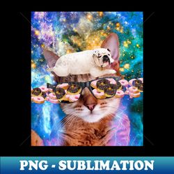 Space Galaxy Cat And Dog Wearing Donut Glasses - Sublimation-Ready PNG File - Unleash Your Creativity