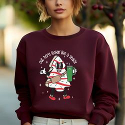 boojee out here lookin like a snack shirt, baking team christmas tree cake sweatshirt, christmas tree cake shirt, boojee