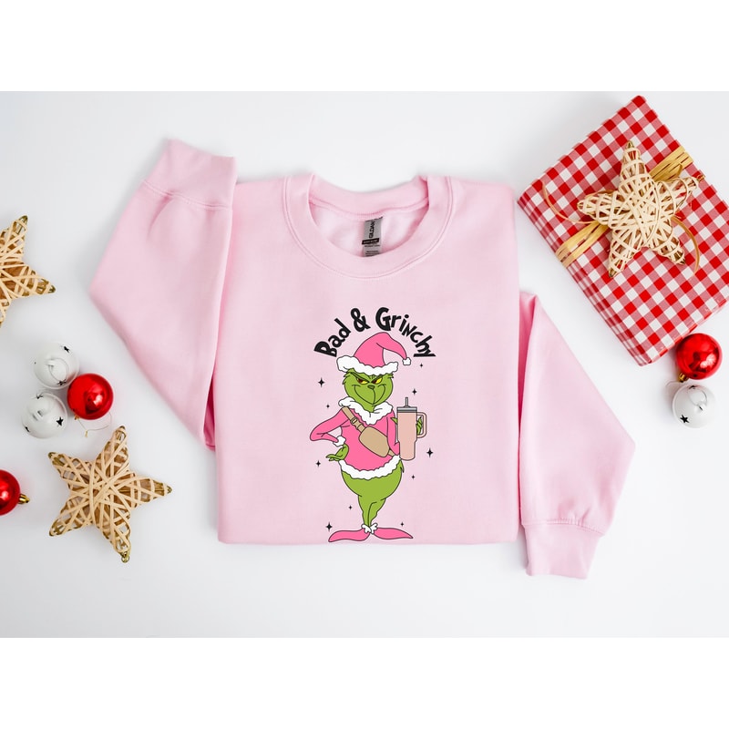 Bad And Grinchy Sweatshirt, Christmas Green Guy Sweatshirt, Christmas Sweatshirt, Christmas Woman Shirt, Merry Christmas Sweatshirt.jpg