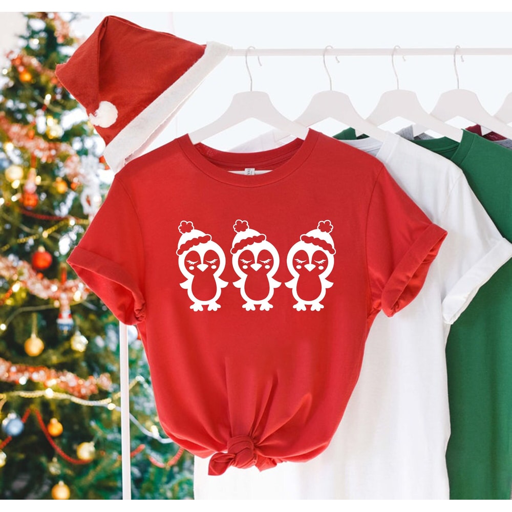 Christmas Penguin Shirt, Penguin In Santa Hat, Christmas Shirts For Family, Christmas Pajama Matching, Christmas Family Matching Shirt.jpg