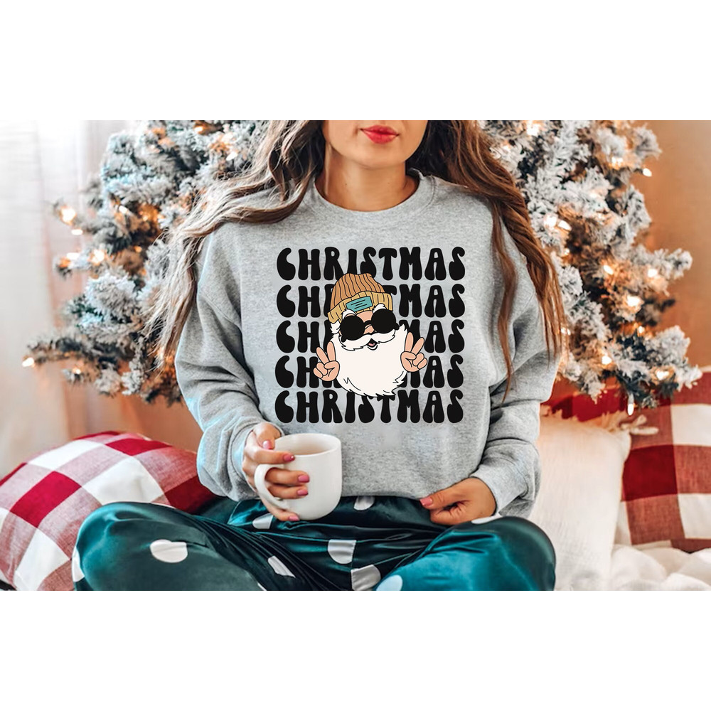 Christmas Santa Sweatshirt, Christmas Tee, There's Some Hos In This House Shirt, Retro Santa Shirt,Retro Christmas,Christmas Shirt For Women.jpg