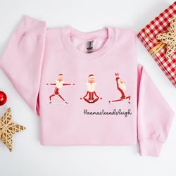 namaste and sleigh tee, christmas yoga shirt, funny christmas t-shirt, yoga santa poses shirt, funny yoga shirt, yoga gi