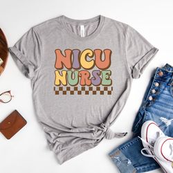 nicu nurse shirt, nicu nurse shirt, checkered pattern, nurses swaddle specialist, labor and delivery nurse shirt, mother