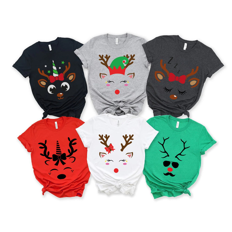 Cute Reindeer Winter Shirt, Christmas Family Matching Shirt, Christmas Group Shirts, Deer Face Shirt, Funny Christmas Shirts, Winter Women.jpg