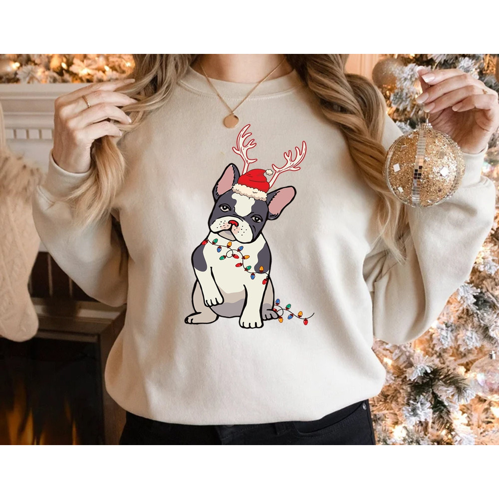 French Bulldog Christmas Unisex Sweatshirt, Frenchie Lover Pullover Shirt, French Bulldog Jumper,Frenchie Dog Shirt,French Bulldog Reindeer.jpg