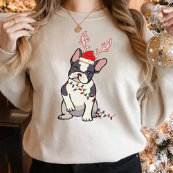 French Bulldog Christmas Unisex Sweatshirt, Frenchie Lover Pullover Shirt, French Bulldog Jumper,frenchie Dog Shirt,fren