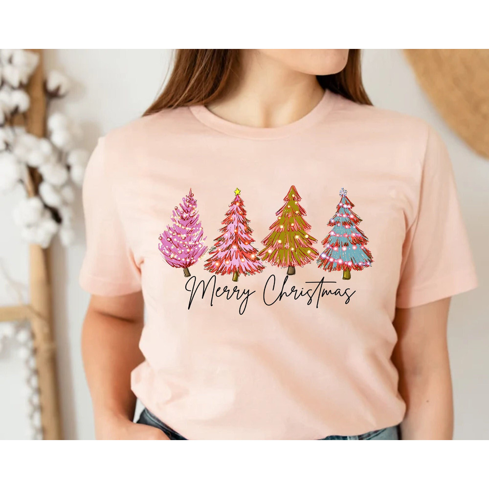 Ladies Merry Christmas Shirt, Women Christmas Shirt, Cute Christmas Shirt, Women Holiday Shirt,Christmas Tree Shirt,Christmas Tees, Xmas Tee.jpg