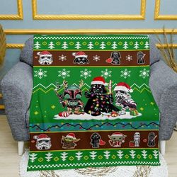 hero star wars blanket, darth vader xmas blanket, boba fett green blanket, christmas marvel, christmas blanket, baby bla