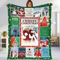 irving berlin's white christmas movie blanket, white christmas romantic movie quilt, sister sister white christmas couch