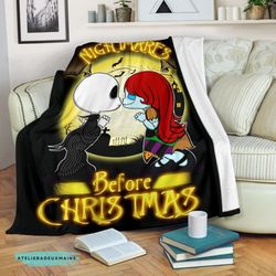 jack skellington sally kissing nightmares before christmas blanket, jack skellington sally fans fleece blanket,2023 chri
