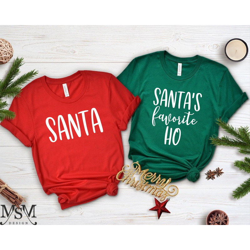 Santa Shirt, Santa's Favorite Ho Shirt, Couple Christmas Shirts, Funny Christmas Shirt, Couples, Matching Christmas Shirts, Couple Shirts.jpg