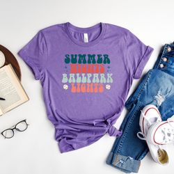 summer nights ballpark lights shirt, baseball shirt for women, baseball season t-shirt, sports mom tee, family baseball