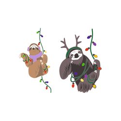 sloth swinging svg, christmas light svg, sloth christmas svg, winter svg, holidays svg, digital download