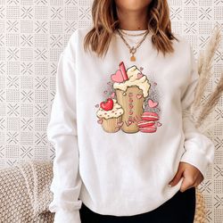 valentine coffee love sweatshirt, funny valentine gift, coffee lover sweat, valentine cupcake