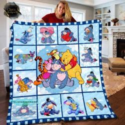 winnie the pooh eeyore christmas sofa blanket,pooh piglet tigger eeyore, disney blanket home decor, disney christmas gif