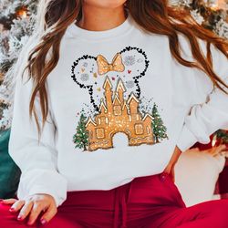vintage disney gingerbread castle shirt, disney christmas sweater, mickey and friends christmas shirt, disney gingerbrea
