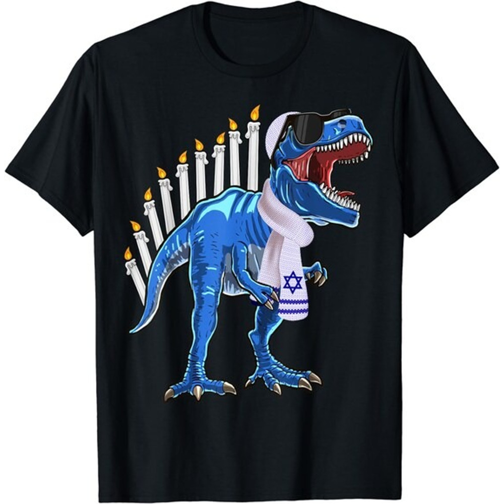 Menorasaurus Rex T Rex Dinosaur Hanukkah Gift Unisex TShirtjpg