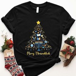 merry chrismukkah shirt, christmas tree hanukkah chanukah, happy hanukkah shirt, chrismukkah family, religious jewish ch