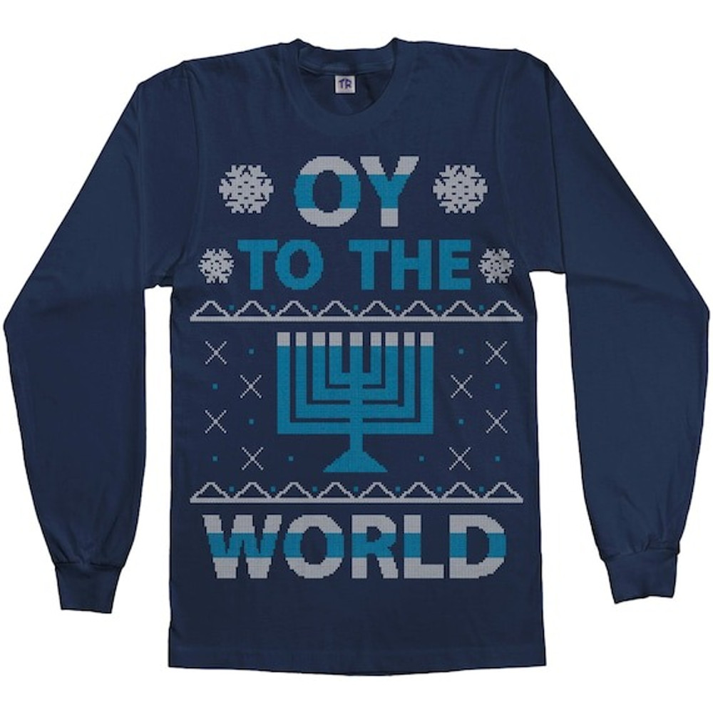 Oy To The World Hanukkah Celebration Mens Long Sleeve TShirt  Short Sleeve TShirt  Tank Topjpg
