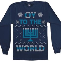 oy to the world hanukkah celebration mens long sleeve t-shirt - short sleeve t-shirt - tank top