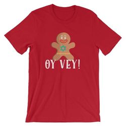 oy vey gingerbread funny shirt star of david jewish holiday hanukkah t-shirt gingerbread man cookie short-sleeve unisex
