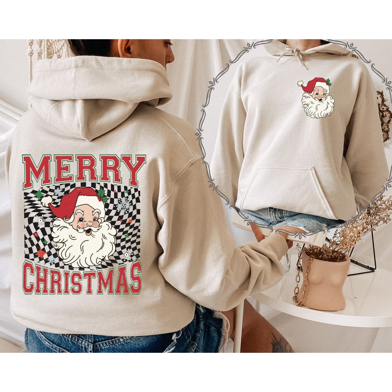 Christmas Sweatshirt and Hoodie Front and Back Printed, Merry Christmas Sweatshirt, Christmas Shirt for Women, Christmas Crewneck Sweatshirt.jpg