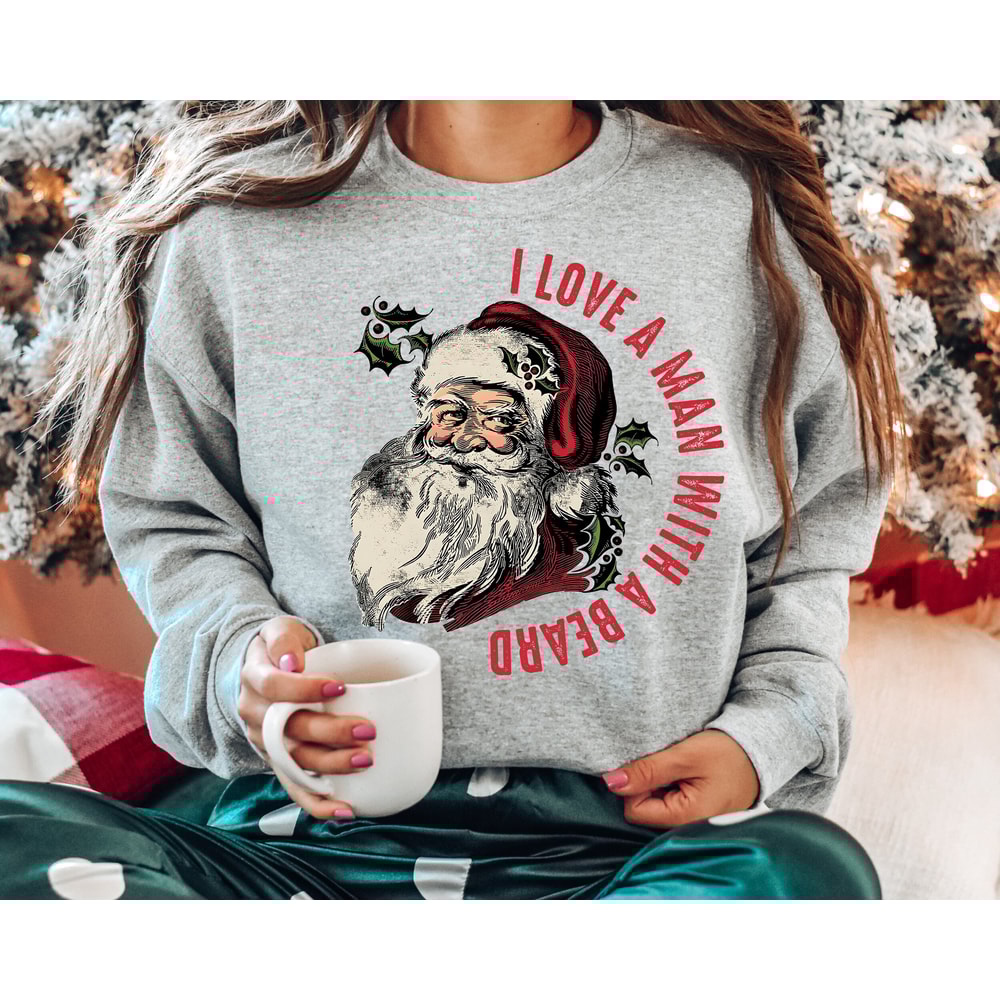 Funny Santa Beard Sweatshirt and Hoodie, cute Christmas shirt for women, Christmas crewneck, Santa shirt for women, xmas sweater.jpg