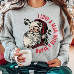 funny santa beard sweatshirt and hoodie, cute christmas shirt for women, christmas crewneck, santa shirt for women, xmas
