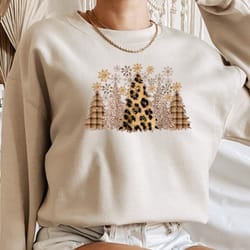 leopard christmas trees sweatshirt and hoodie, merry christmas shirt, christmas tree shirt, holiday shirt, leopard print