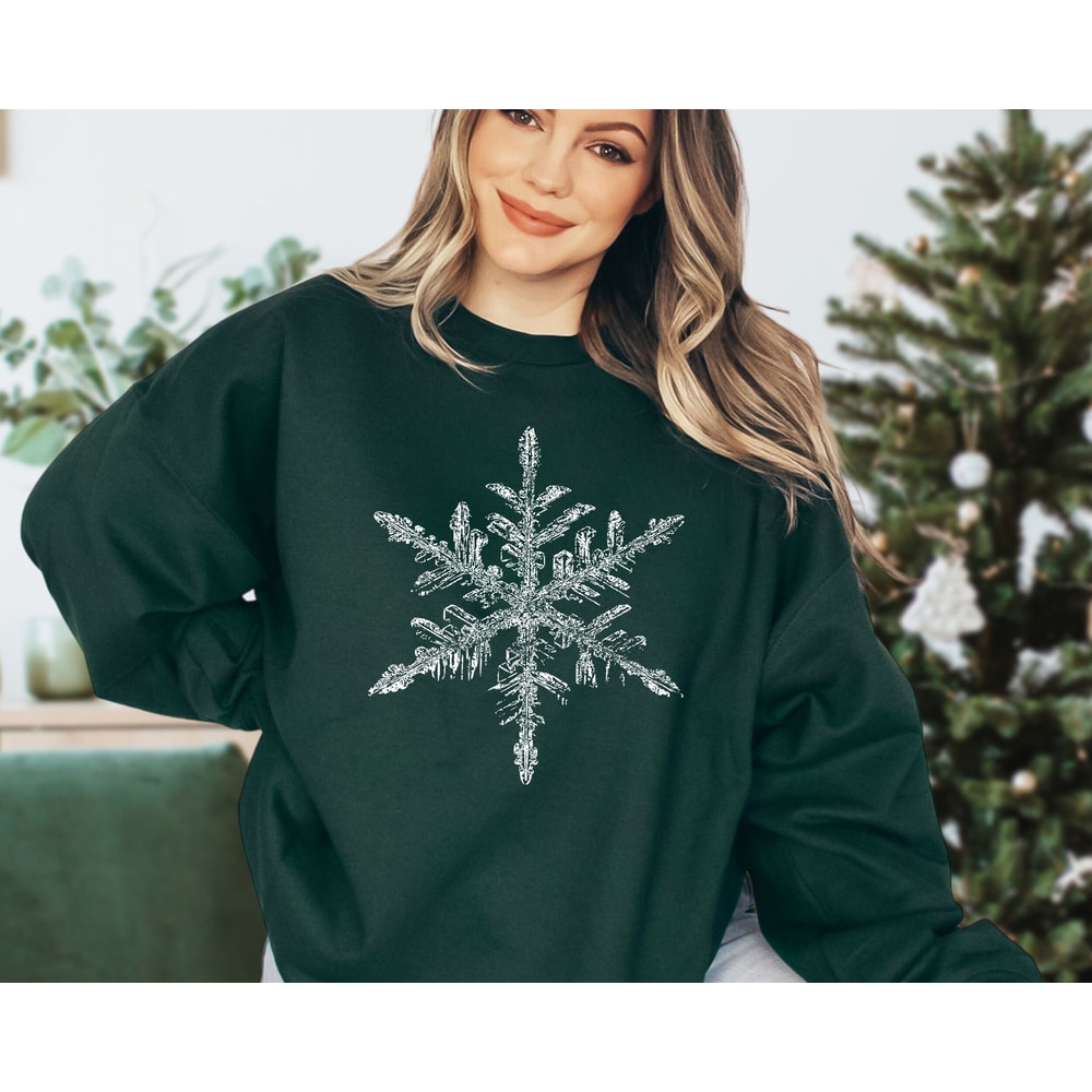 Snowflake Sweatshirt, Holiday sweater, Matching Christmas Sweater, Family Christmas gift, Snow flake design sweater, Cozy Christmas Gift.jpg